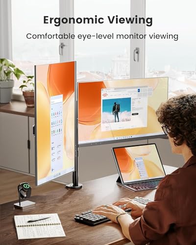 - ErGear Dual Monitor Stand for 13 to 32 Inch Screens | Dual Monitor Arm Ergonomic Viewing Angle -