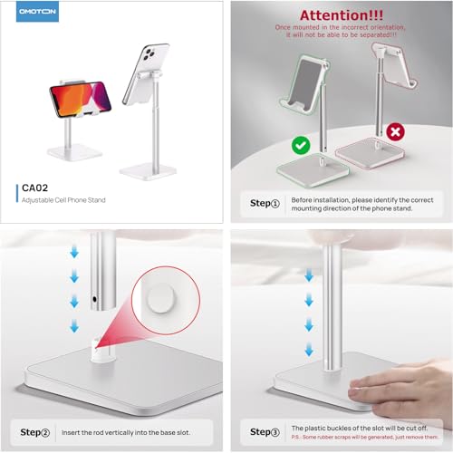 - OMOTON Phone Stand | Angle Height Adjustable Vertical Desktop Mobile Phone Stand -