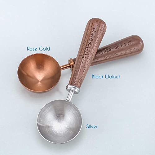 - Easyworkz Retro Stainless Steel Coffee Scoop | Black Walnut Handle | 10g Measuring Spoon (Rose gold) -
