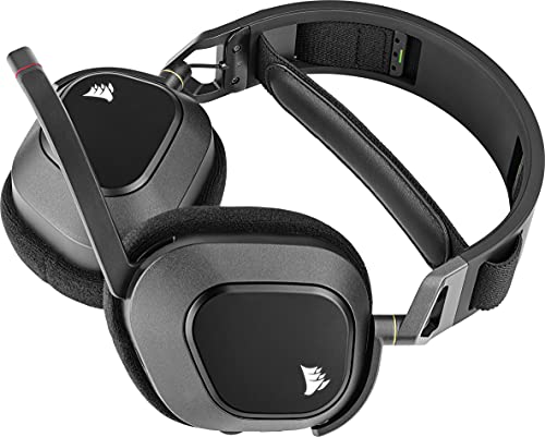 CORSAIR HS80 RGB Over Ear WIRELESS Multiplatform Gaming Headset – Dolby Atmos – Omni-Directional Microphone – iCUE Compatible – PC, Mac, PS5, PS4 – Carbon