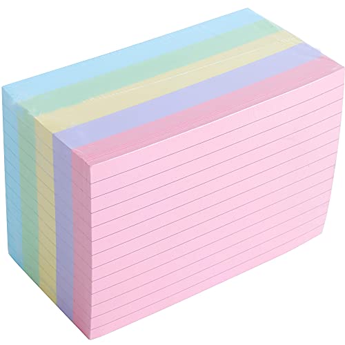 A6 Index Cards, Ruled Record Card- 5 Colors (400 Sheets) Revision Cards Flash Cards, Ruled Index Papers Assorted Neon Colours Record Cards