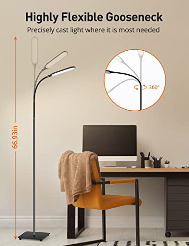 - Sympa LED Floor Lamp | Dimmable Standing Tall Pole Light | 4 Color Temperatures, 4 Brightness Levels | Touch Control | Black -