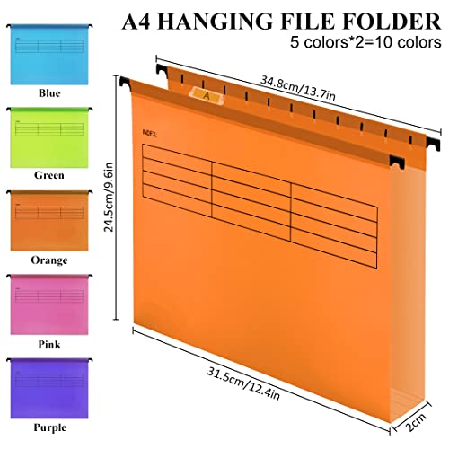 A4 Suspension Files for Filing Cabinet Files Hanging Filing Folders,34.8cm*24.5cm Box Filing Storage Folders Interior Folders for Paperwork Office Home School (10)