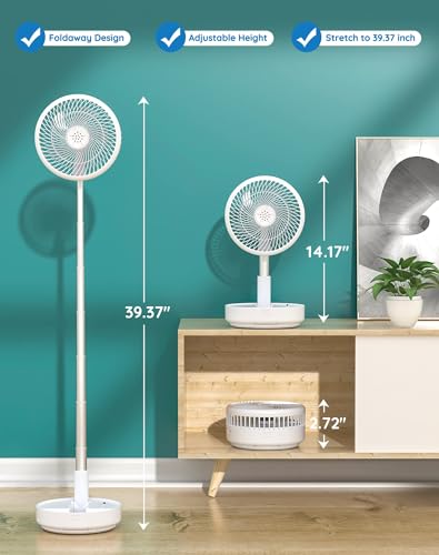 - Primevolve Portable Oscillating Standing Fan | Rechargeable Battery Operated USB -
