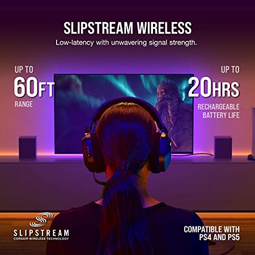 CORSAIR HS80 RGB Over Ear WIRELESS Multiplatform Gaming Headset – Dolby Atmos – Omni-Directional Microphone – iCUE Compatible – PC, Mac, PS5, PS4 – Carbon