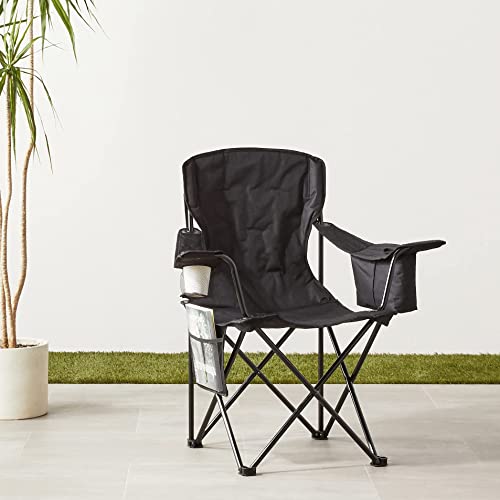 Amazon Basics Camping Chair with Cooler, Black (Padded) - XL