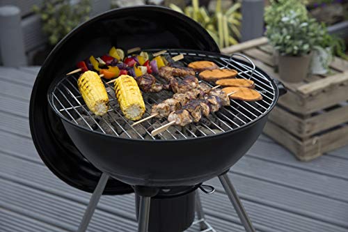 - George Foreman Portable Charcoal BBQ | Round Kettle 47 cm | Adjustable Vent, Integrated Thermometer -