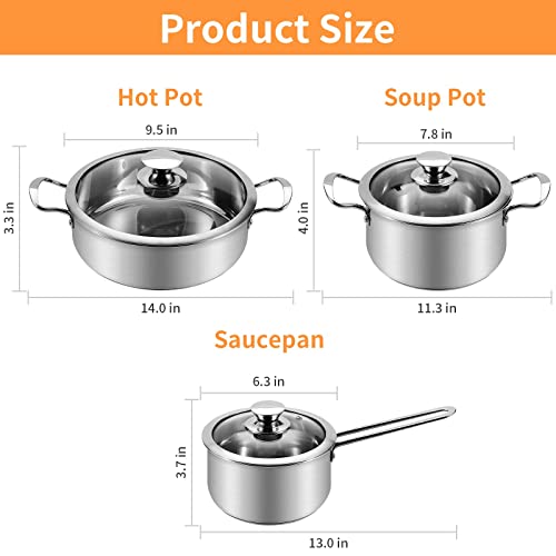 - Saucepan Set 6 Pieces | Stainless Steel Pot and Pan Set -