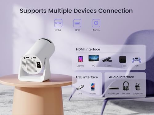 - Mini Projector【Auto Keystone & Short Throw】| 15000 Lumen WiFi Bluetooth Portable Phone Projector 4K -