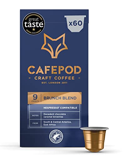 CafePod Coffee Pods Nespresso Compatible Brunch Blend 60 Aluminium Capsules