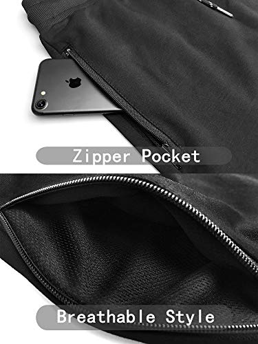 - Larrok Mens Jogger Trousers | Zip Running Pants | Casual Gym Fitness Bottoms -