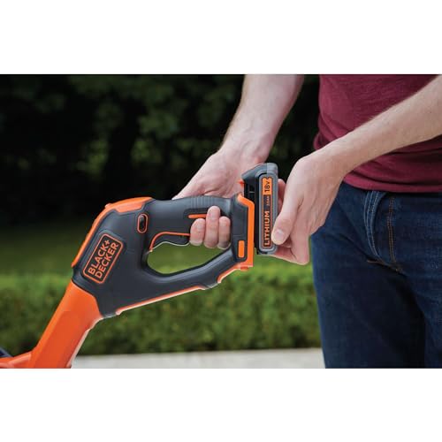 BLACK+DECKER String Grass Trimmer, 18V, Cordless, 28cm Cutting Width, Automatic Single Line Feed, 2.0Ah Battery Included, STC1820PC-GB