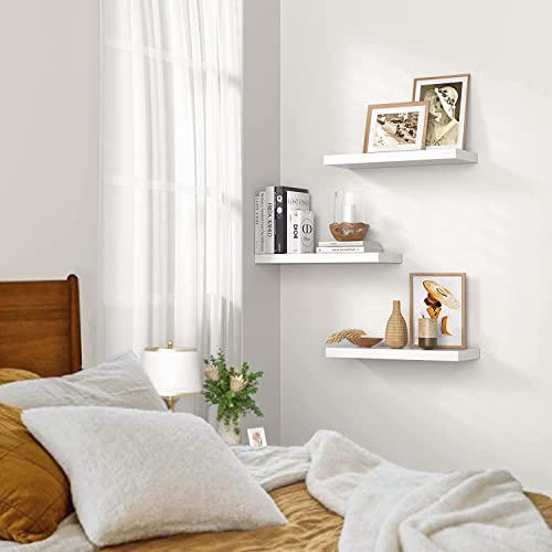 - STOREMIC Floating Shelves | 38cm |  3 White Shelves | Screw Mounted | Easy Installation -