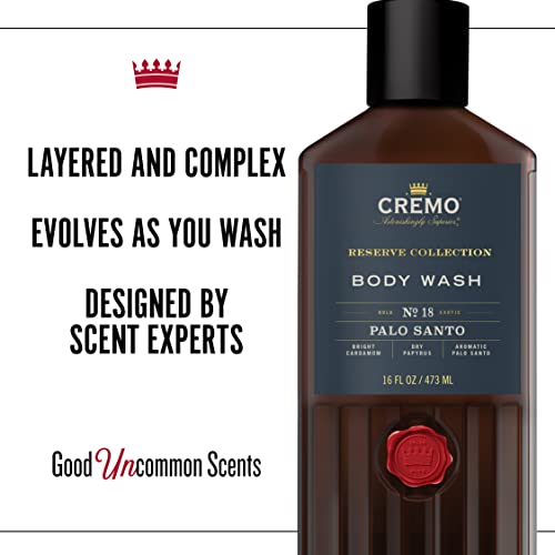 CREMO - Reserve Collection Palo Santo Body Wash For Men - Luxury Fragrance Shower Gel - 473ml