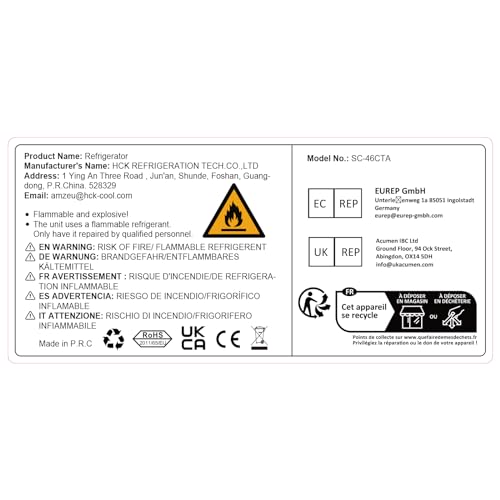 - HCK 48L Mini Fridge with Glass Door | Quiet 39dB | Cyberpunk Beer Fridge with Modern LED Lighting, Drinks Fridge Gaming Refrigerators | 0-15°C Precise Control -