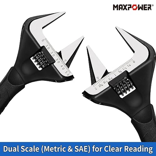 - MAXPOWER Adjustable Wrenches Wide Jaw | 2PCs Stubby Adjustable Spanner Set -