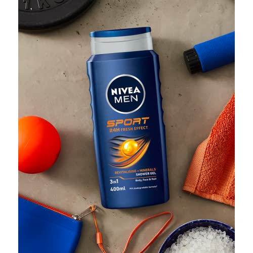 - NIVEA MEN Sport Shower Gel | (6 x 400ml) | Refreshing Body Wash with Lime Scent -