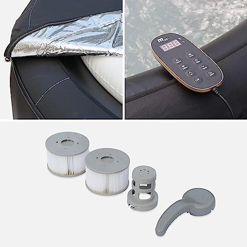 - MSpa Inflatable Hot Tub | Luxury Camaro Premium Series | Bubble Portable | 4 Person Round Spa -