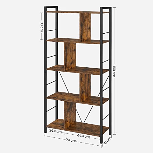 - VASAGLE Storage Unit, Bookcase, 5 Tiers, Open Compartments, Office Living Room -