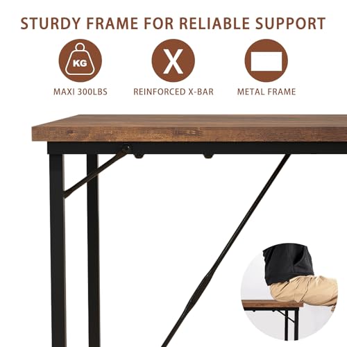 Devoko Computer Desk 100 x 50 x 75 cm, Home Office desk, Study Writing Small Desks, Gaming Deske for Home Workstations, Industrial Design Black Desk Metal Frame, Rustic Brown