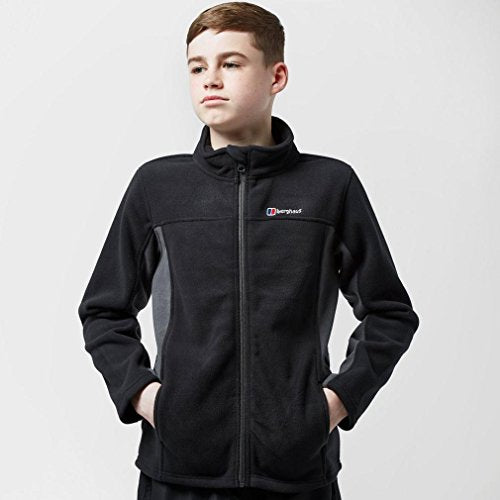 Berghaus Tyndrum Kids' Fleece with Full Zip and Anti-pill Fabric, Kids' Midlayer Fleece Jacket, Kids' Hiking & Outdoor Recreation Clothing (11-12 Years, Black)