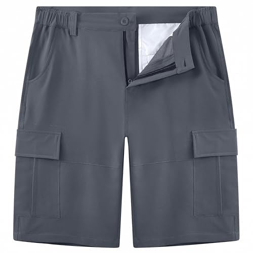 APTRO Mens Cargo Shorts Outdoor Camping Hiking Shorts with Multi Pockets Workwear Stretch Summer Shorts Grey CS07 36