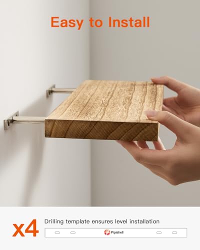 - Pipishell Floating Shelves |  40cm Shelves for wall | Paulownia Wood Wall Shelves -