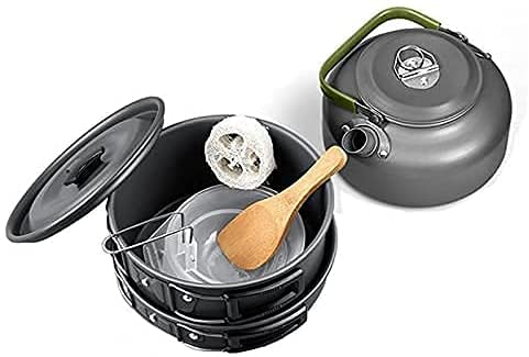 - Qtiwe 10-Piece Cookware Kit | Picnic Pots Cookware Camping Set -