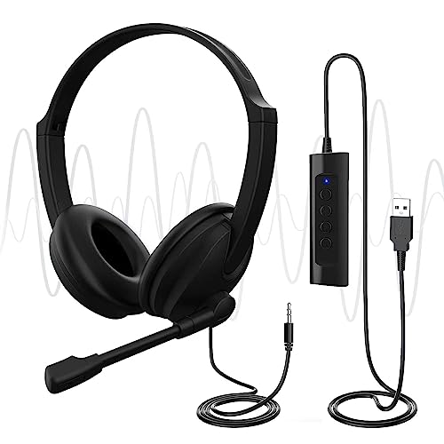 - USB Headset with Microphone for PC Laptop -