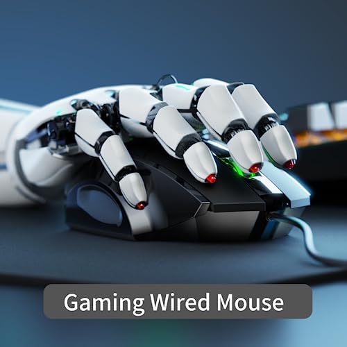 - Wired Mouse, USB wired mouse with 6 Button Silent Click