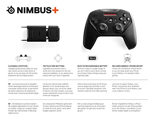 - SteelSeries Nimbus+ iOS Wireless Gaming Controller | iPhone, iOS, iPad, Apple TV | 50+ Hour Battery Life -