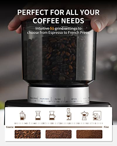 - SHARDOR Conical Burr Coffee Grinder | Electric for Espresso | Precision Electronic Timer -