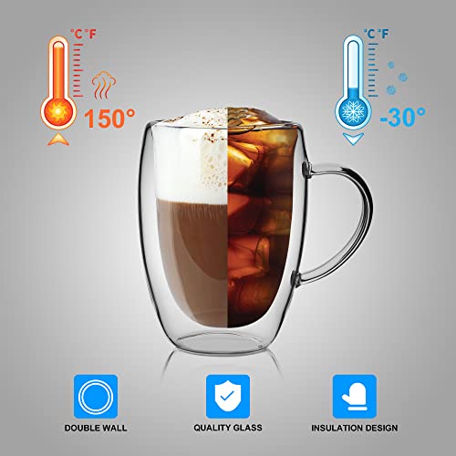 - LIBWYS 6 Pack Double Walled Coffee Cups Glasses Mugs | Cappuccino Latte Tea Cups with Handle -