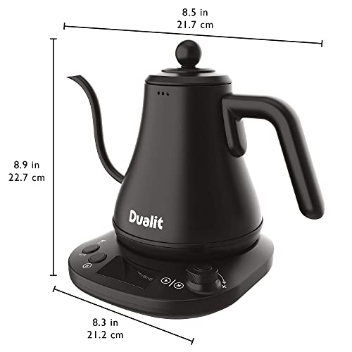 - Dualit Pour Over Fast Boil Electric Kettle | Matt Black | Gooseneck Precision Spout | Digital Display Screen | Highly Energy Efficient 800ml Capacity | 72960 -