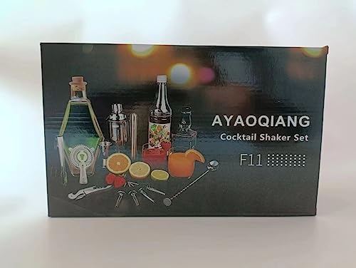 AYAOQIANG Cocktail Making Set, Cocktail Shaker Set with Stand, 750ml Stainless Steel Shaker for Cocktail, Home Bar Cocktail Tool Set for Bartender,Gift for Men Birthday,Thanksgiving,Christmas