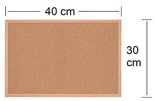 Cork Notice Pin Board Bulletin Vision Boards for Home Bedroom Offices Memo Message Pictures Planner Display Organiser Wood Frame Corkboard - Wall Mount Screws and 50 Push Pins - 400 x 300 mm