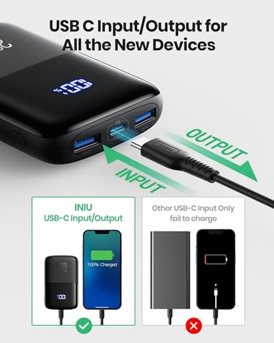 - INIU Power Bank | 22.5W Fast Charging 10000mAh Battery Pack | USB C Input & Output Portable Charger -