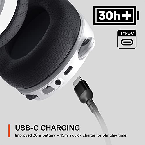 - SteelSeries Arctis 7+ Wireless Gaming Headset | Lossless 2.4 GHz | Sonar 7.1 Virtual Surround Sound | 30 Hour Battery Life | PC, PS5, PS4, Mac, Android and Switch | White -