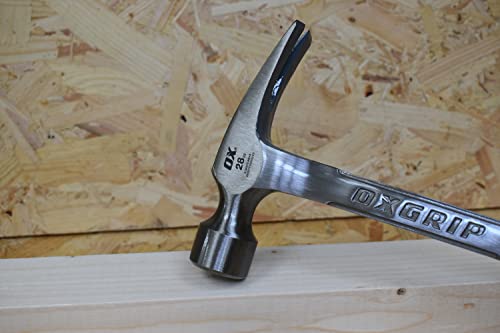 - OX OX-P082328 | Straight Claw Framing Hammer | Smooth Face | 28 Oz -