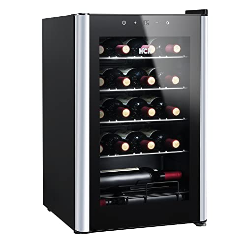 - HCK 70L Wine Cooler with Glass Door 24 Bottles | Freestanding Undercounter Fridge | Quiet Wine Fridges Beer Drinks Cabinet -