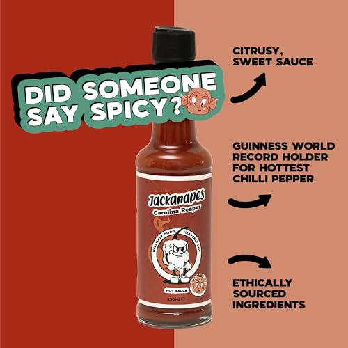 Carolina Reaper Hot Sauce by Jackanapes 150ml - Extremely Hot Vegan Chilli Sauce Made with Carolina Reaper Peppers and Citrus Fruits - Made in the UK