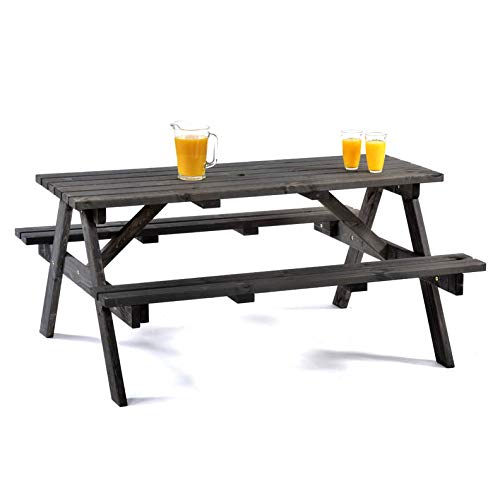 BrackenStyle Chester 6 Seat Picnic Table - A Frame Pub Bench Outdoor Garden Seating - 150cm Length (Dark Grey)