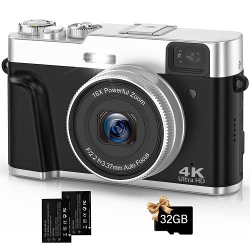 - Digital Camera | Oiadek 4K 48MP Autofocus Vlogging Camera | 32G Memory Card 16X Digital Zoom | 2.8 Inch Compact Digital Camera with Rotating Dashboard and Viewfinder -