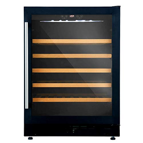 Cookology CWC601BK Freestanding Undercounter Fridge Cabinet 60cm Wine Cooler, 54 Bottle, 135 Litre Capacity, with Digital Temperature Control and Reversible Door - in Black