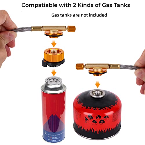 Camping Gas Stove, Portable Windproof Backpacking Burner Cooking Stoves 3500W for BBQ Outdoor Cooking Hiking Fishing Picnic with Piezo Ignition Adapters Converter