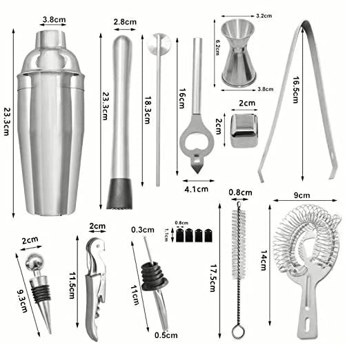 AYAOQIANG Cocktail Shaker Set with Stand,Cocktail Set for Beginer,750ml Stainless Steel Shaker for Cocktail,Home Bar Cocktail Tool Kit with Bamboo Display Stand