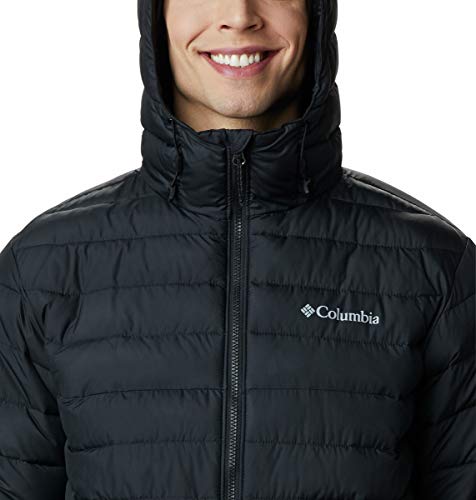 Columbia Men's Powder Lite Hooded Jacket Hooded Puffer Jacket, BLACK, Size L