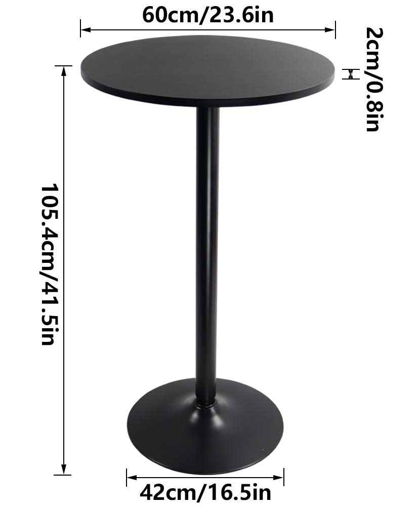- KKTONER Round Bar Table | 60CM Top for Cocktail Bar | Pub Dining Bistro (106CM H) -