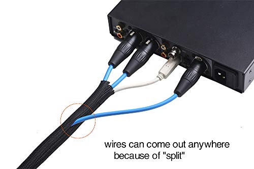 Alex Tech 10ft - 1/2 inch Cord Protector Wire Loom Tubing Cable Sleeve Split Sleeving for USB Power Cord Audio Video Cable – Protect Cat from Chewing Cords - Black