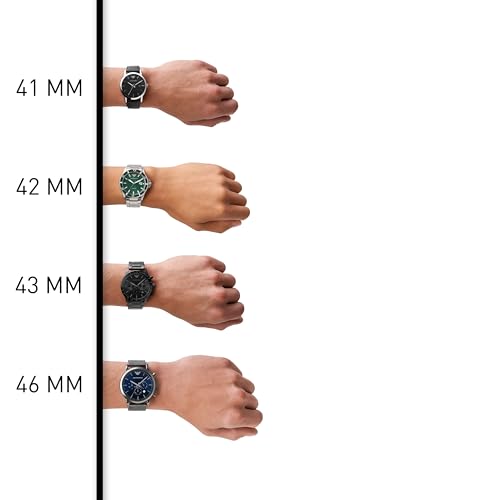 - Emporio Armani Watch for Men | Three Hand Date Movement | 41 mm Black Stainless Steel Case with a Leather Strap | AR1732 -